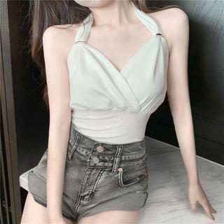 Halter Neck V-neck Top
