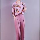 Short-sleeve Printed Shirt / Plain Pants