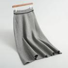 Herringbone A-line Midi Knit Skirt
