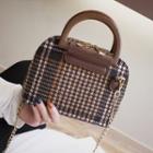 Houndstooth Faux Leather Tote Bag