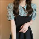 Short-sleeve Floral Shirt / Spaghetti Strap Dress