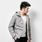 Buttoned Hooded Padded Jacket