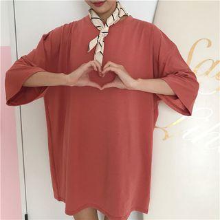 Round Neck Elbow-sleeve T-shirt Dress