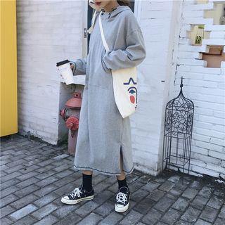 Plain Pocket Midi Hoodie Dress
