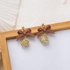 Bow Drop Earring 1 Pair - E1070 - Gold & Coffee - One Size