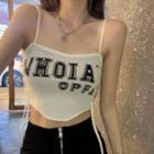 Lace-up Asymmetrical Lettering Camisole Top