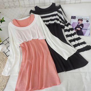 Set: Cropped Long-sleeve Knit Top + Tank Dress