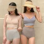 Two-tone High-waist Tankini