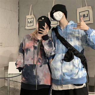 Couple Matching Tie-dye Hooded Zip Jacket