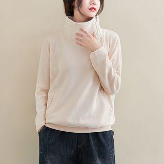 Turtleneck Zip Detail Pullover