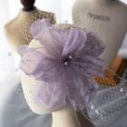 Wedding Faux Pearl Mesh Hair Clip Hair Clip - Light Purple - One Size