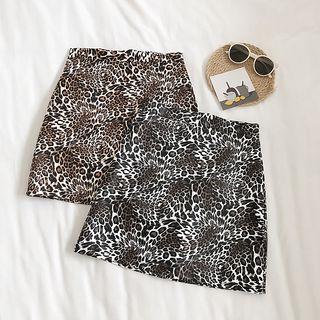 Faux-leather Leopard Mini Skirt