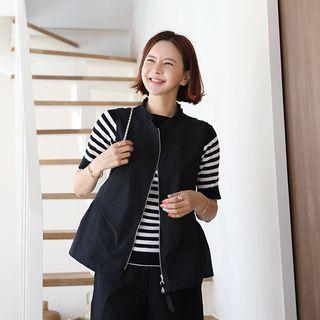 Frill-neck Zip Vest