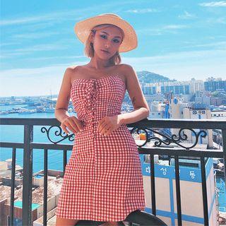 Plaid A-line Mini Tube Dress
