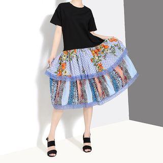Panel Short-sleeve T Shirt Dress