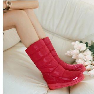 Patent Panel Padded Snow Mid-calf Boots