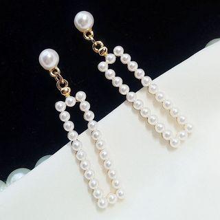 Faux Pearl Rectangle Dangle Earring As Shown In Figure - One Size