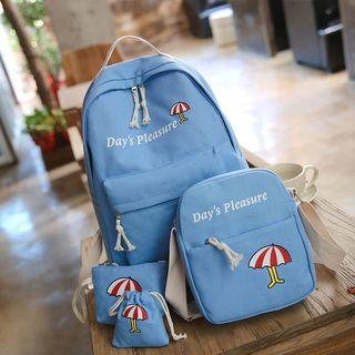 Set: Canvas Backpack + Cross Bag + Pouch + Drawstring Pouch