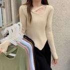 Ribbed Knit Asymmetrical Sweater