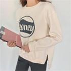 Honey Letter Fleece Lined Sweatshirt