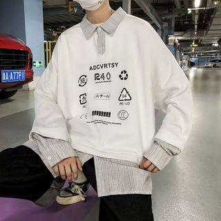Mock Two Piece Printed Sweater