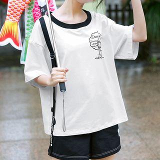 Printed Round-neck Short-sleeve Top