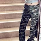 Low-rise Camouflage Flared Pants
