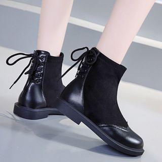 Fleece-lined Paneled Short Boots