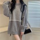 Mock Two-piece Two-tone Striped Sweater