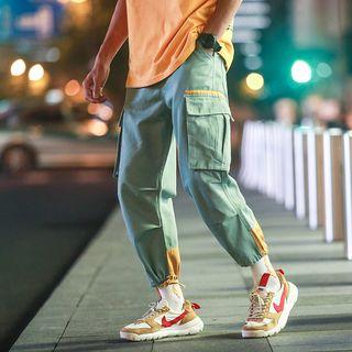 Cropped Color Block Cargo Harem Pants