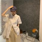 Elbow-sleeve Shirt / Sweater Vest / Midi A-line Skirt