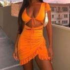 Cut-out Short-sleeve Mini Bodycon Dress