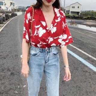 Floral Loose-fit Short-sleeve Shirt