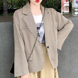 Plaid Blazer / Midi A-line Skirt