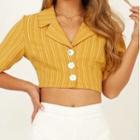 Short Sleeve Striped Cropped Shirt