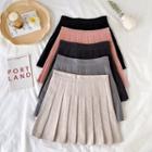 High-waist Pleated A-line Woolen Skirt