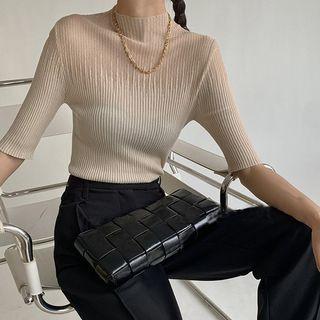 Mock-neck Knit Tank Top / Elbow-sleeve Knit Top