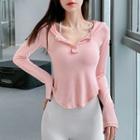 Long-sleeve Sports Henley T-shirt