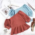 Off-shoulder Peplum Short-sleeve Top