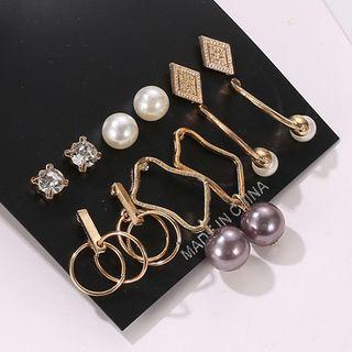 Set Of 6: Earring (various Designs) 01 - 12094 - Set - Gold - One Size