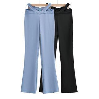 High Waist Cut-out Boot-cut Dress Pants