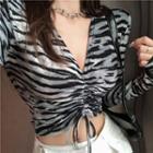 Printed Zebra Lace-up Cropped Top