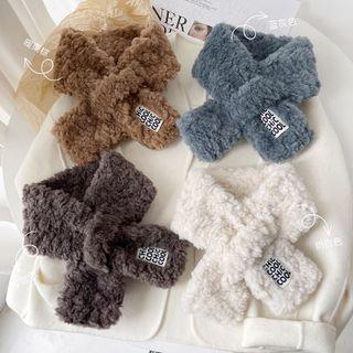 Label Tag Knit Faux Fur Scarf