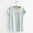 Stripe Embroidered Short-sleeve T-shirt