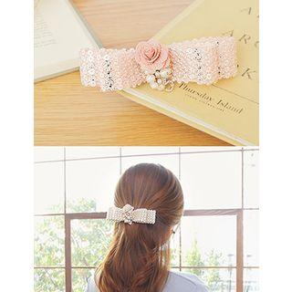 Faux-pearl Flower Lace Bow Hair Barrette