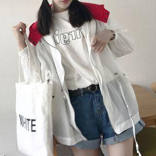Contrast Hood Zip Jacket