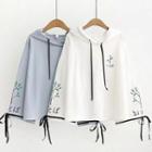 Embroidered Hooded Flared-sleeve T-shirt