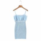 Spaghetti Strap Check Mini Bodycon Dress