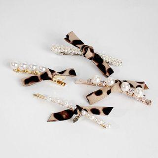 Leopard Print Faux Pearl Hair Clip (various Designs)
