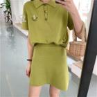 Short-sleeve Knit Polo Shirt / Skirt